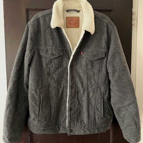 Levi’s Sherpa Trucker Jacket Men’s Large, Gray - Picture 1 of 4